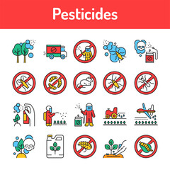 Canvas Print - No pests color line icons set. Pictograms for web page, mobile app, promo.