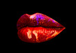 Sexy seduction woman lips, passion lip, sensual mouth. Seduction passion desire. Art on black background.