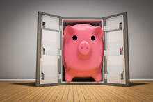 Piggy Bank Stuck Inside The Refrigerator. Should You Invest Your CERB Payment Or Supplement Monthly CERB Payout With Dividend Stocks Or Saving Money Secret Or Create A Budget Concept. 3D Illustration
