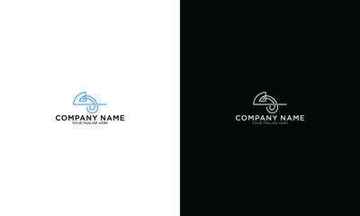 Aufkleber - chameleon line logo with luxury, blue color isolated on black background. vector illustration