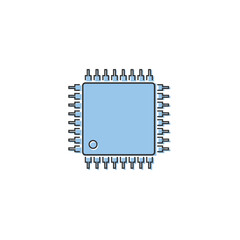 Poster - Computer Chip line icon vector illustration modern flat style