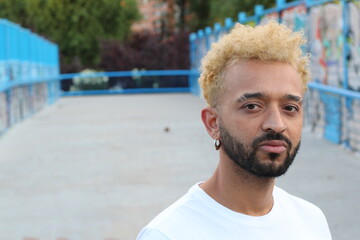 Wall Mural - Handsome African American man with cool hairstyle 