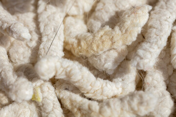 Macrophotography of fabric texture abstract background close up view.