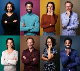 Wall Mural - Group of beautiful people in front of a background