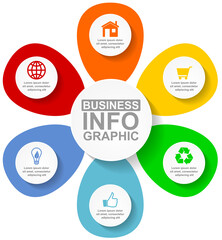 Poster - Flower concept business infographic vector template with 6 options