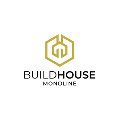 Wall Mural - House logo icon with line art style design inspiration template