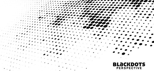 Poster - Black and white halftone background with perspective dots
