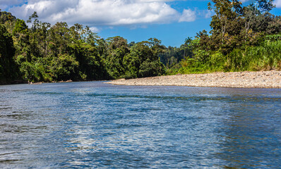 Wall Mural - Costa Rica,  the border with Panama is the Rio Yorkin. The only way to visit the indian people is a trip by boat.