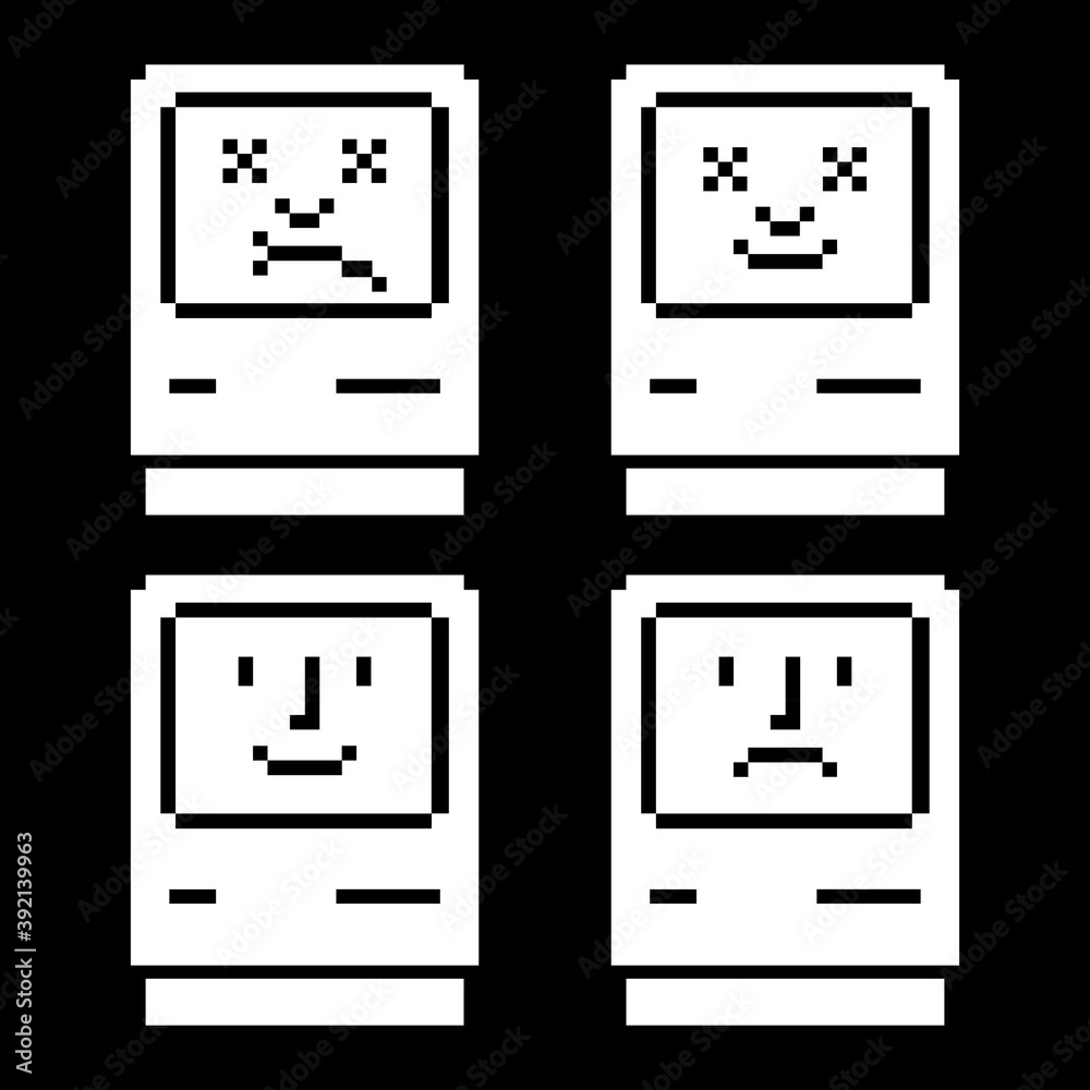 Dead Computer Banner Set of computers with stylized faces of dead face on screen, a system ...