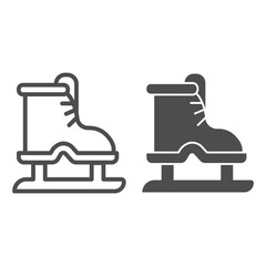 Poster - Ice skates line and solid icon, winter sport concept, boot with blade sign on white background, equipment for figure skating and hockey icon in outline style for mobile concept. Vector graphics.