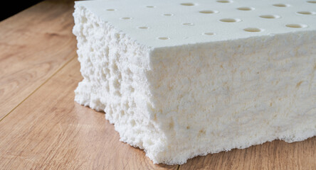 Closeup of cross section texture of Thai latex mattress