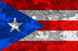 Flag of Puerto Rico painted on the old grunge rustic iron surface. Abstract paint of Puerto Rico national flag on the iron surface