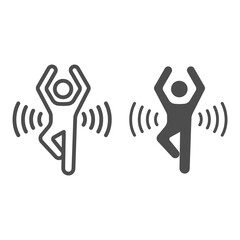 Poster - Man doing sport line and solid icon, healthy lifestyle concept, life without drug sign on white background, human health energy icon in outline style for mobile concept, web design. Vector graphics.