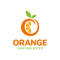 Wall Mural - Fresh Orange Fruit, Slice of Lemon Lime Grapefruit Citrus with swirl letter initial O logo design inspiration