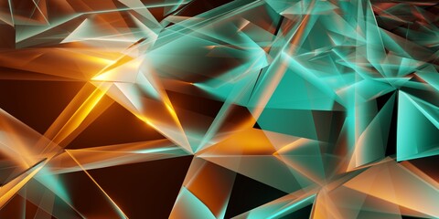 Wall Mural - Abstract crystal shape 3d rendering illustration. Futuristic glowing triangular shape background