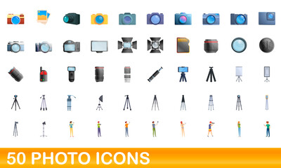 Poster - 50 photo icons set. Cartoon illustration of 50 photo icons vector set isolated on white background