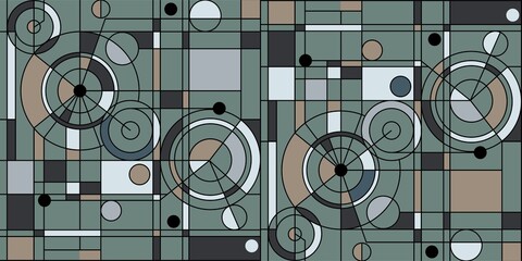Wall Mural - Geometry minimalistic artwork poster . Modern seamless pattern in the style of Neoplasticism, Bauhaus, Mondrian. for web banner, business presentation, branding package, fabric print, wallpaper.