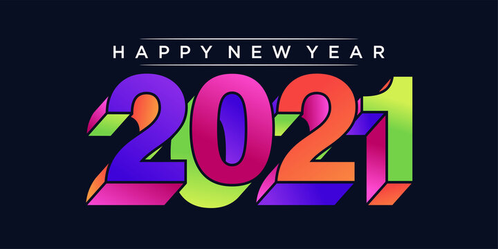 2021 Happy new year colorful illustration