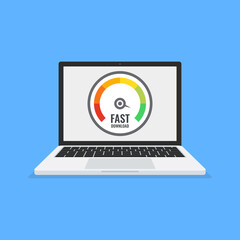 Aufkleber - laptop with speed test on the screen. vector.