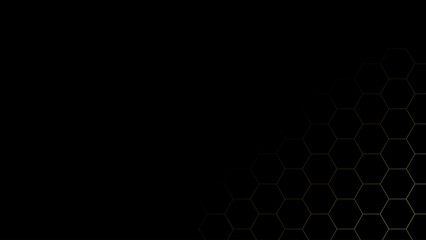 Wall Mural - Hexagon bee hive gold modern with black abstract background vector illustration.