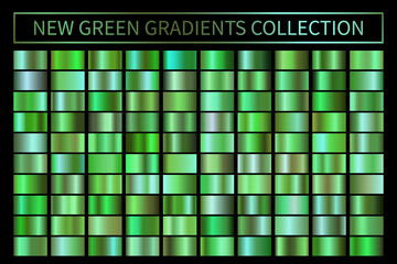 Wall Mural - green ecology vector gradients set. glossy shiny nature green gradient