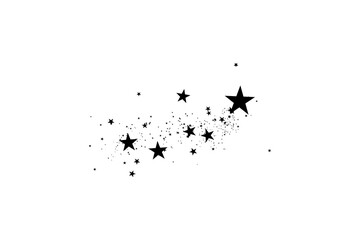 Wall Mural - stars on a white background. black star shooting with an elegant star.meteoroid, comet, asteroid, st