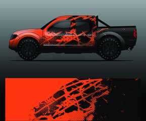 Sticker - Truck decal, cargo van and car wrap vector, Graphic abstract grunge stripe designs for wrap branding vehicle