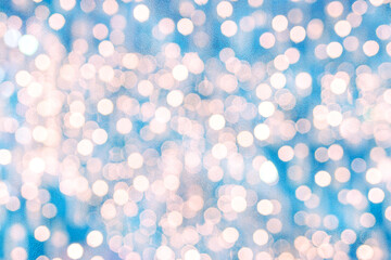 Poster - Abstract blue background with blur bokeh light effect. Christmas light background. Holiday glowing backdrop. Blurred Bokeh. Blurred bright abstract bokeh on blue.