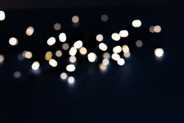 Wall Mural - Christmas lights blurred defocused  bokeh, empty space for text 
