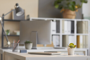 Close-up of laptop on the table for online work at home