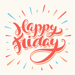 Happy Friday. Vector hand drawn lettering banner.