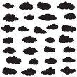 © Marinko - Black cartoon clouds set isolated on white background. Collection of different cartoon clouds for background template, wallpaper and sky design. Cartoon clouds vector. Sky illustration