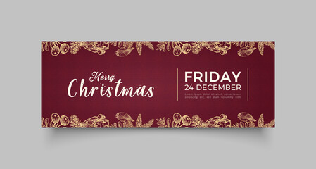 Wall Mural - Christmas facebook cover page timeline web ad banner template. Horizontal christmas poster, greeting cards, headers, website