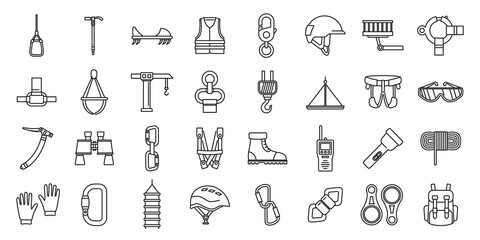 Poster - city industrial climber icons set. outline set of city industrial climber vector icons for web desig