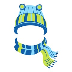 Poster - wool hat and scarf icon. cartoon of wool hat and scarf vector icon for web design isolated on white 