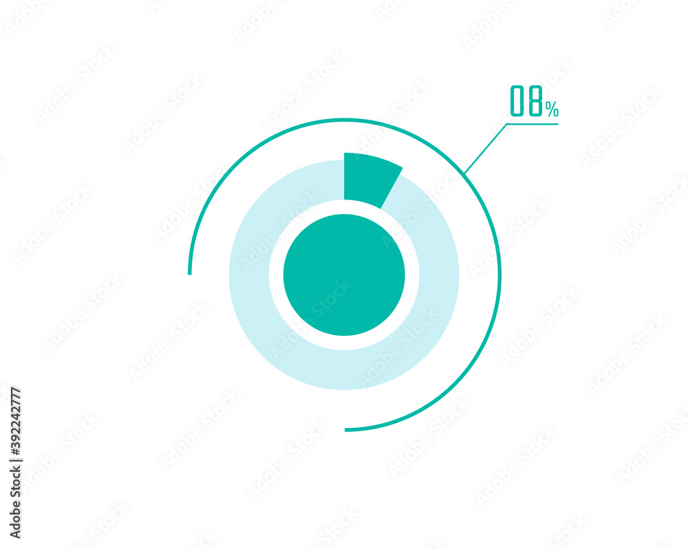 Circle Pie Chart showing 8 Percentage diagram infographic, UI, Web ...