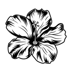 Poster - Retro hibiscus flower vector illustration. Monochrome sticker of Hawaiian flower plant. Hawaii and tropical vacation concept can be used for retro template, banner or poster