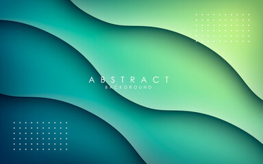 Poster - wavy papercut layer blue and yellow gradient background