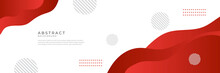 Modern Liquid Red Abstract Background. Red White Fluid Vector Banner Template For Social Media, Web Sites. Wavy Shapes 