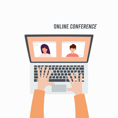 Wall Mural - Video conference call. Online webinar. Vector illustration