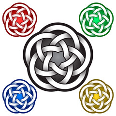 Wall Mural - Circular logo template in Celtic knots style. Tribal tattoo symbol. Silver ornament for jewelry design and samples of other colors.