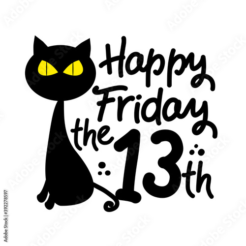Happy Friday the 13th black cat cartoon vector illustration Buy