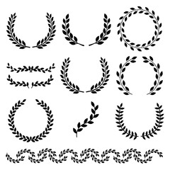 Wall Mural - circular laurel foliate vector icon