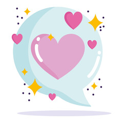 Sticker - social media, love speech bubble in cartoon style