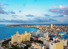 View Over Vedado Towards Hotel Nacional And El Malecon, Havana, La Habana Province, Cuba
