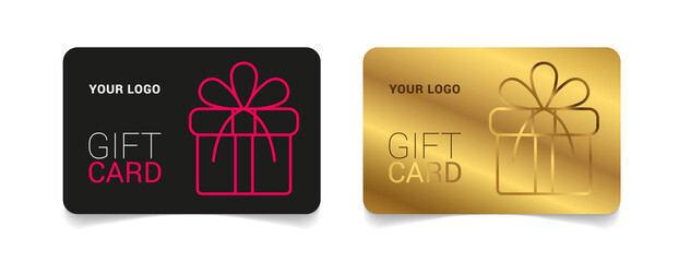 Loyalty card, incentive gift, collect bonus, earn reward, redeem gift, win present, vector mono line icon, linear illustration, outline design