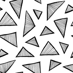 Aufkleber - Triangle seamless vector pattern, simple doodle hand drawn background