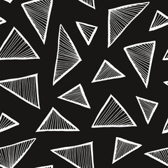 Aufkleber - Triangle seamless vector pattern, simple doodle hand drawn background