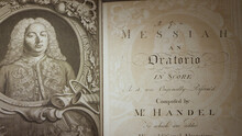 Handel's Messiah 1st Edition Printing From The 1700's Tilting Down The Pages.