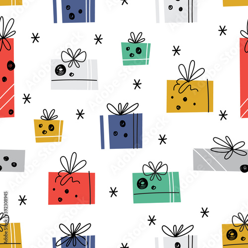 Christmas vector seamless pattern Canvas Print